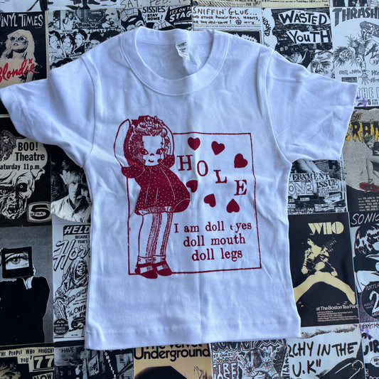 Doll parts white/red baby tee XS