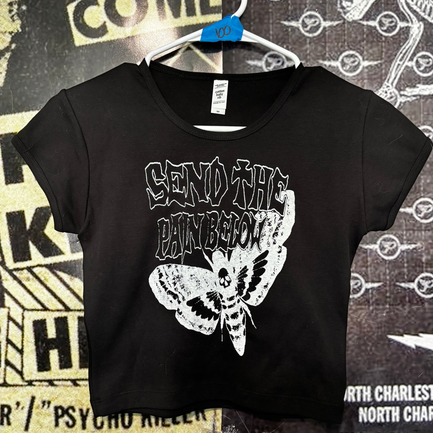 Pain below crop baby tee