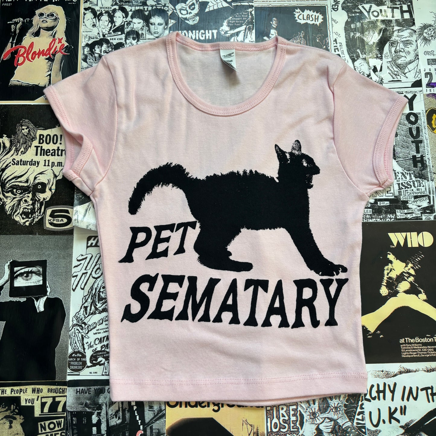 Pet sematary pink/black baby tee XS