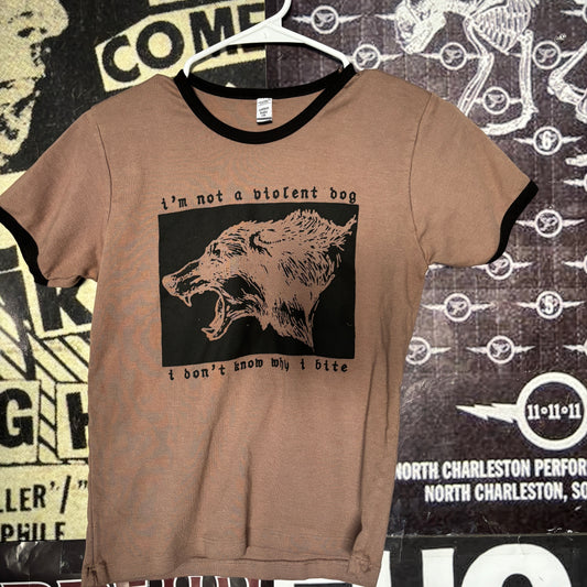 violent dog brown long ringer baby tee LAR/XLAR (ready)