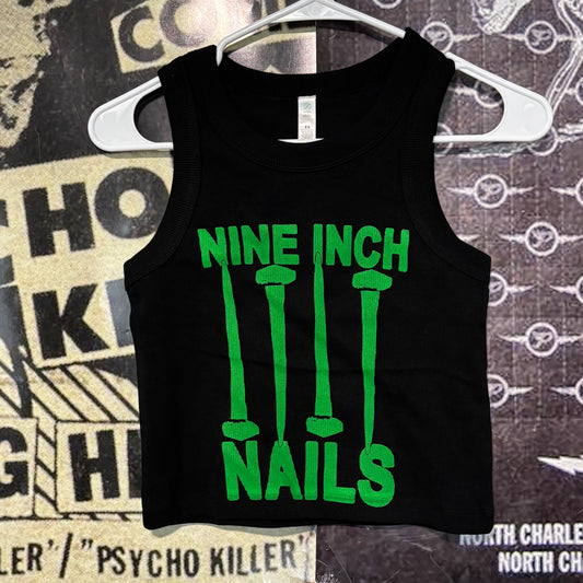 Nine inch nails black/green rib crop tank