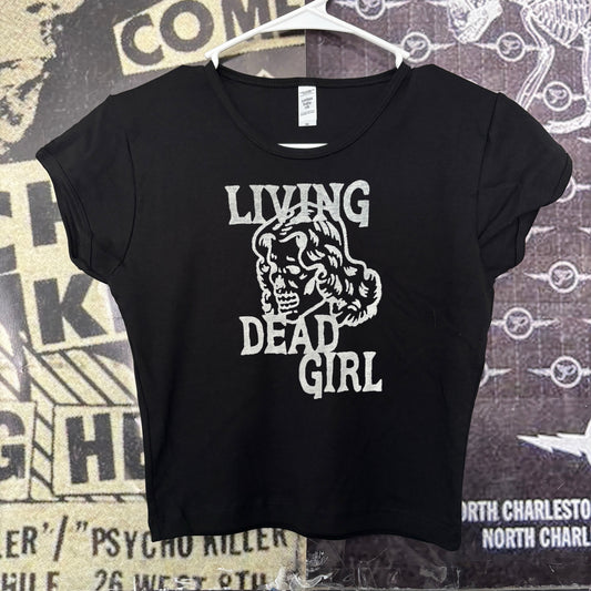 Living girl crop black baby tee