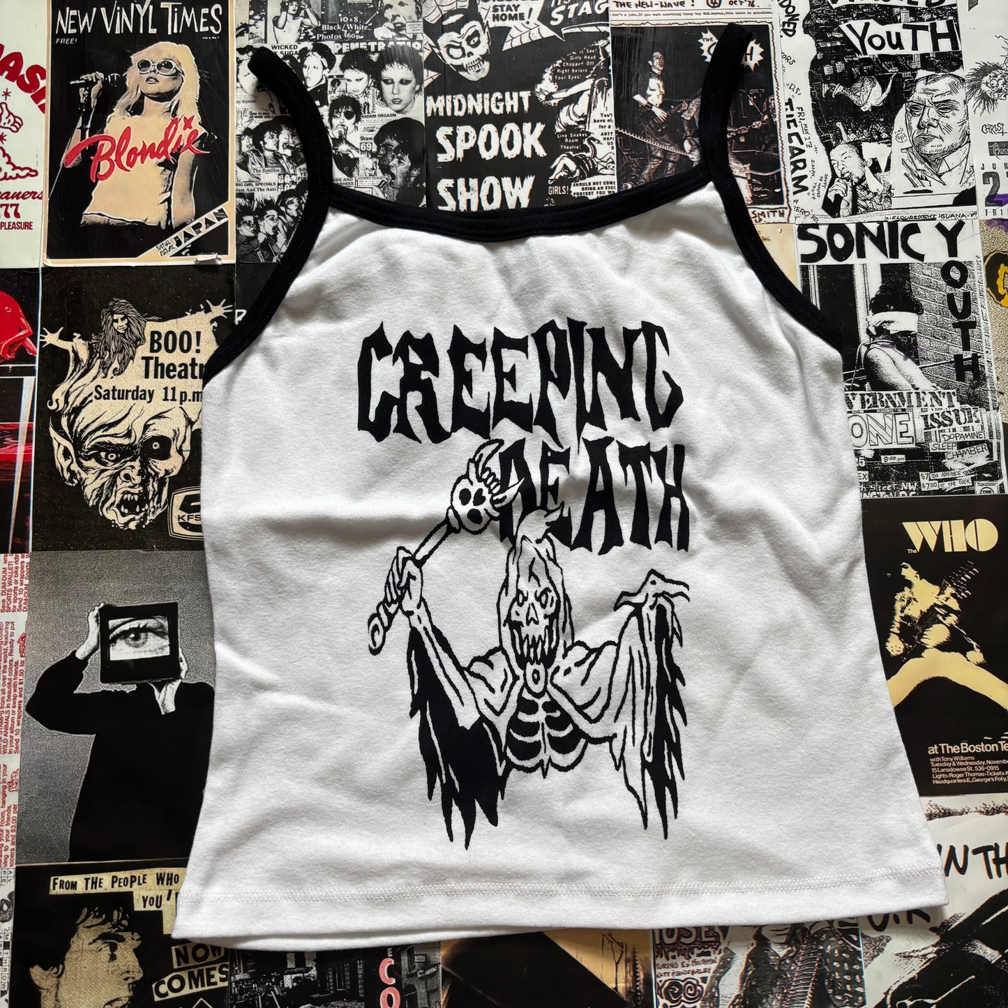 Creeping death b&w black baby tank SM/MED