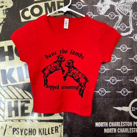 The lambs red baby tee XS