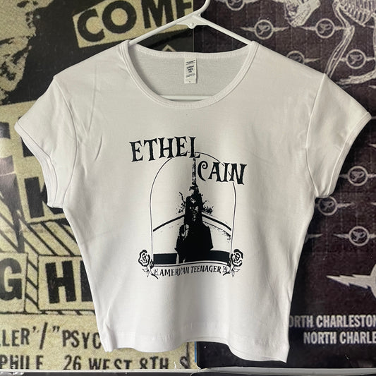 Ethel Cain white cropped baby tee