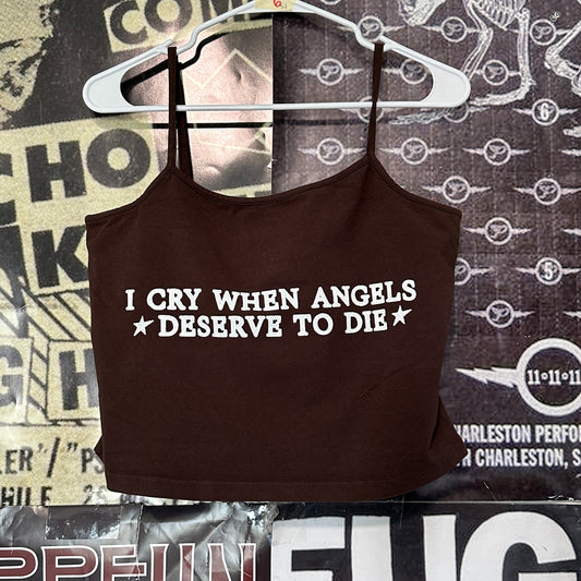 System Angels brown crop baby tank LAR/XLAR