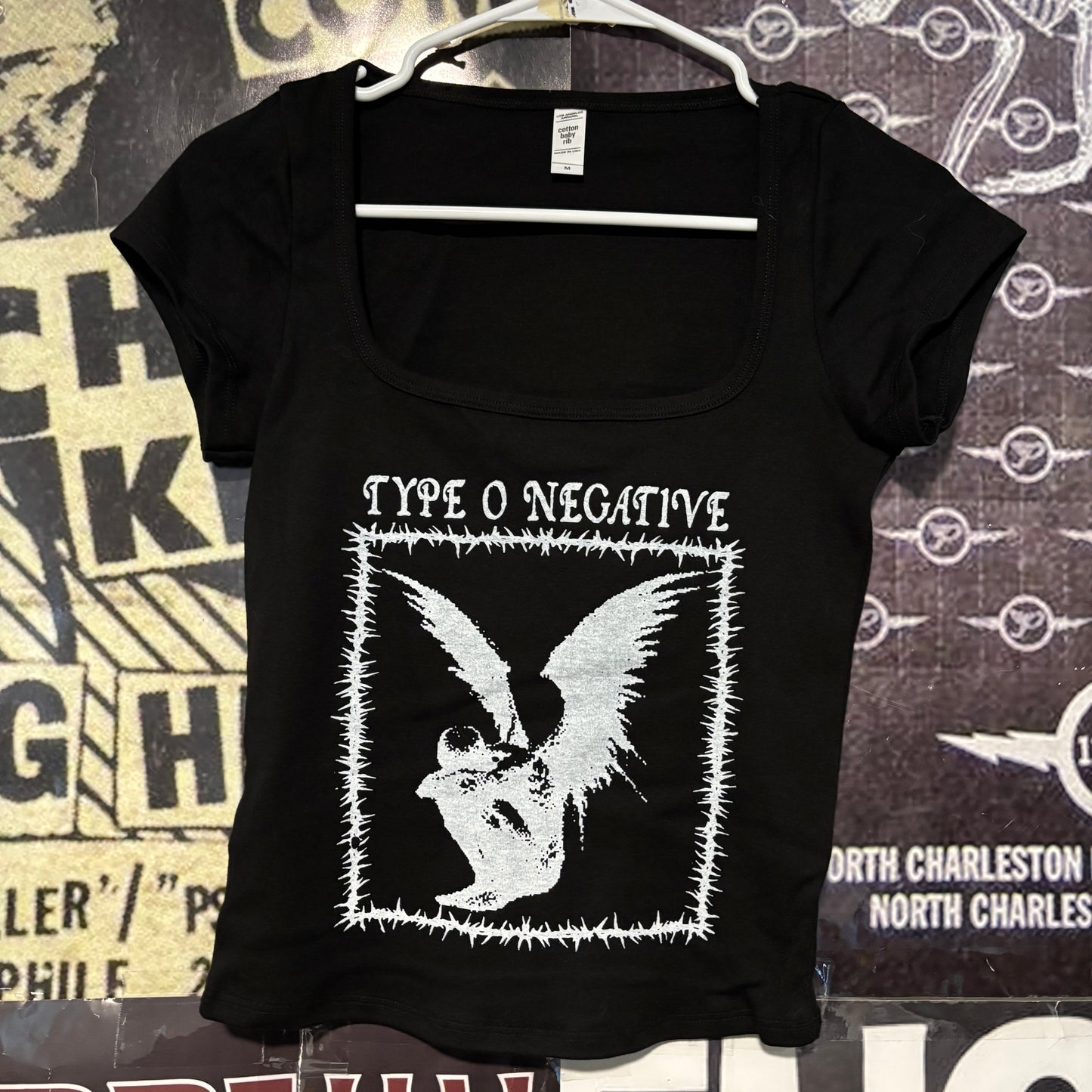 Type o negative black square neck baby tee