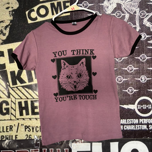 youre tough maroon long ringer baby tee SM/MED (ready)