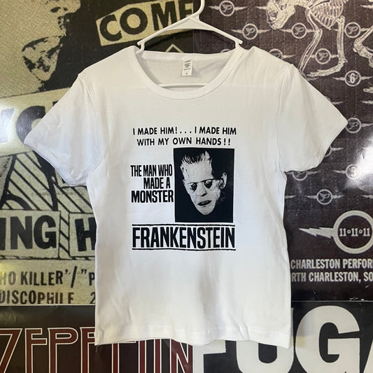 Frankenstein long white baby tee