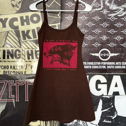 Isle of dogs brown tank dress