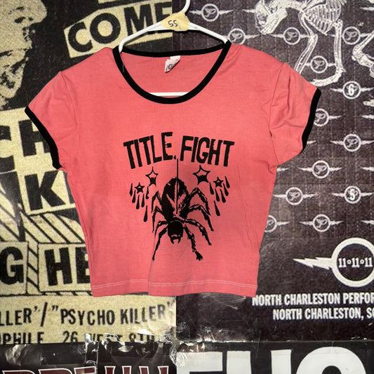 Title Fight red crop ringer baby tee SM/MED (ready)