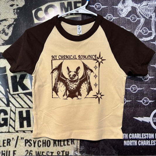 My chemical romance brown raglan crop baby tee