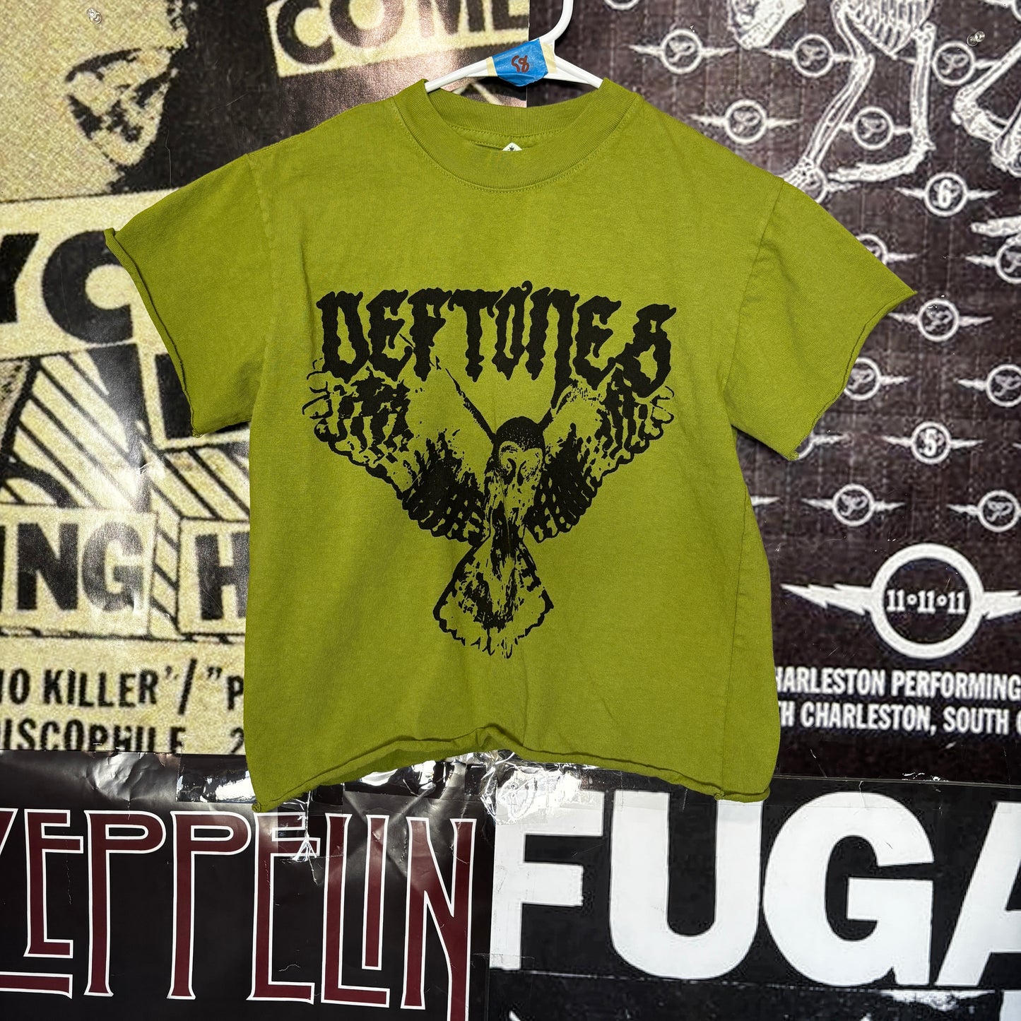 Deftones green cut off t-shirt XS