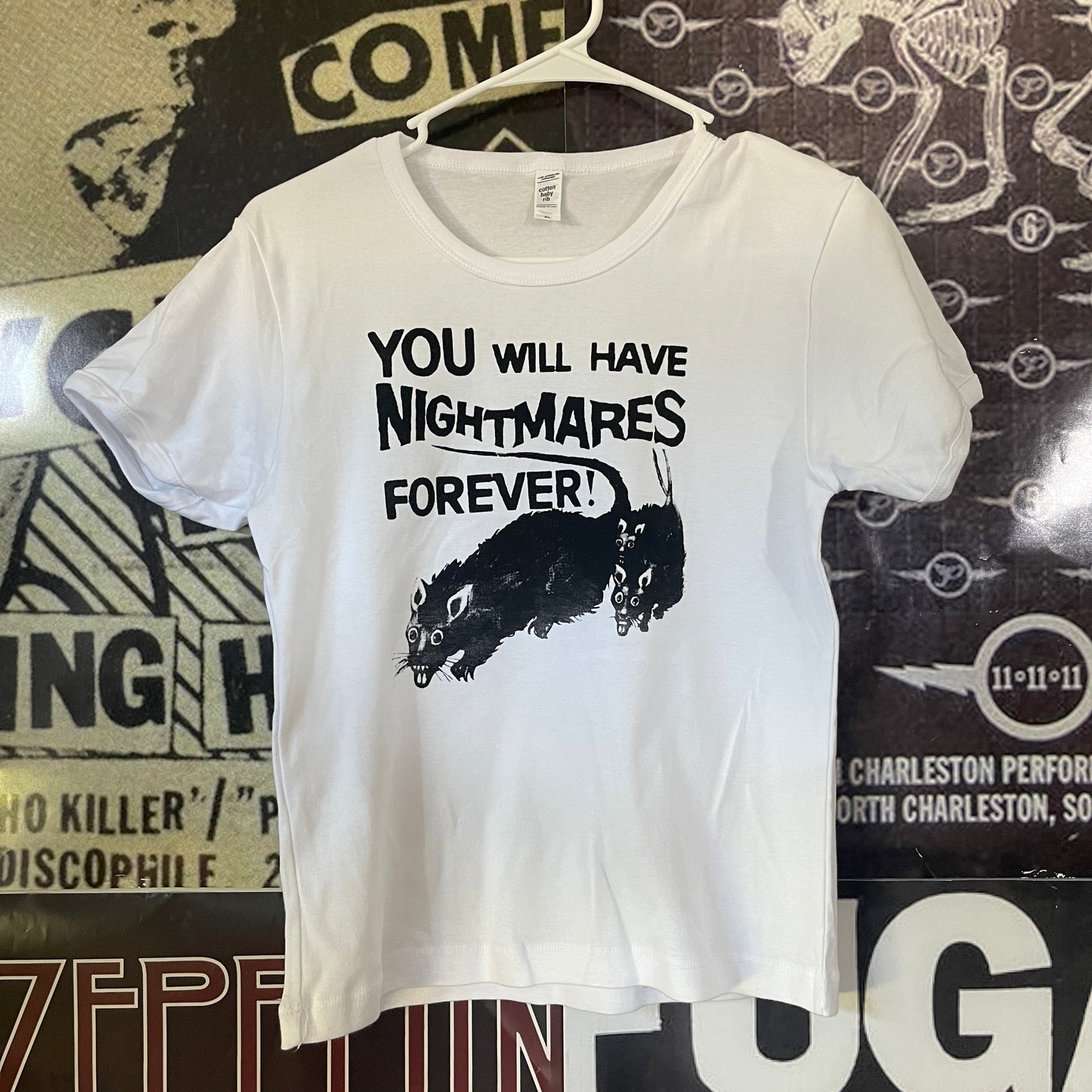 Nightmares forever long white baby tee