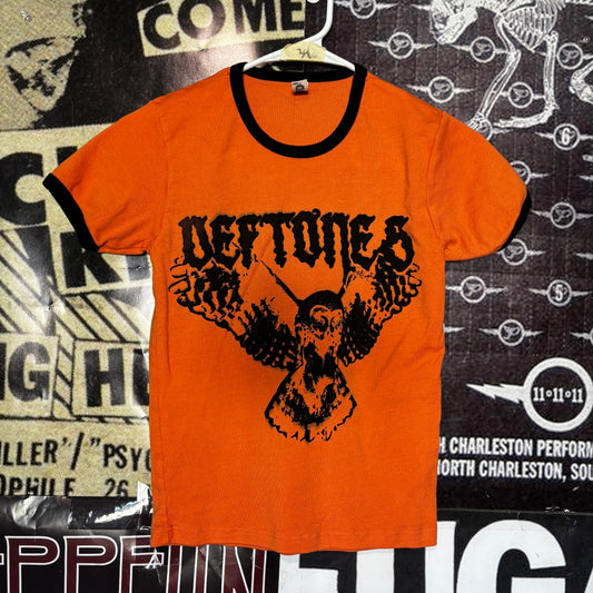 Deftones orange/black long baby tee