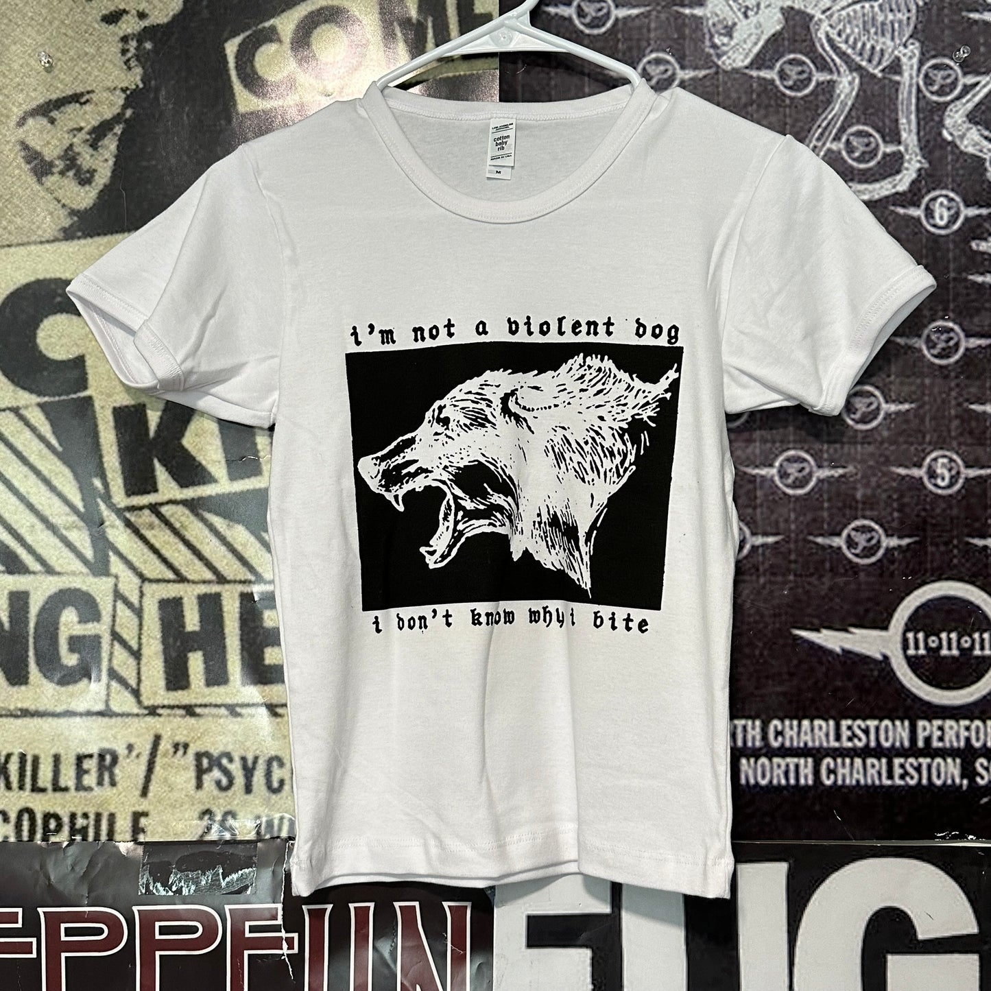 Violent dog long white baby tee