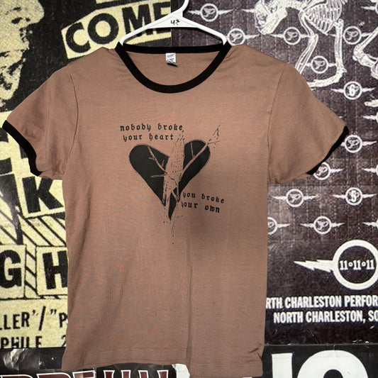 broke your heart brown long ringer baby tee LAR/XLAR (ready)