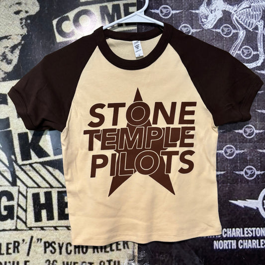Stone temple pilots brown raglan crop baby tee
