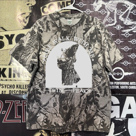 Twin peaks fire grey camo t-shirt