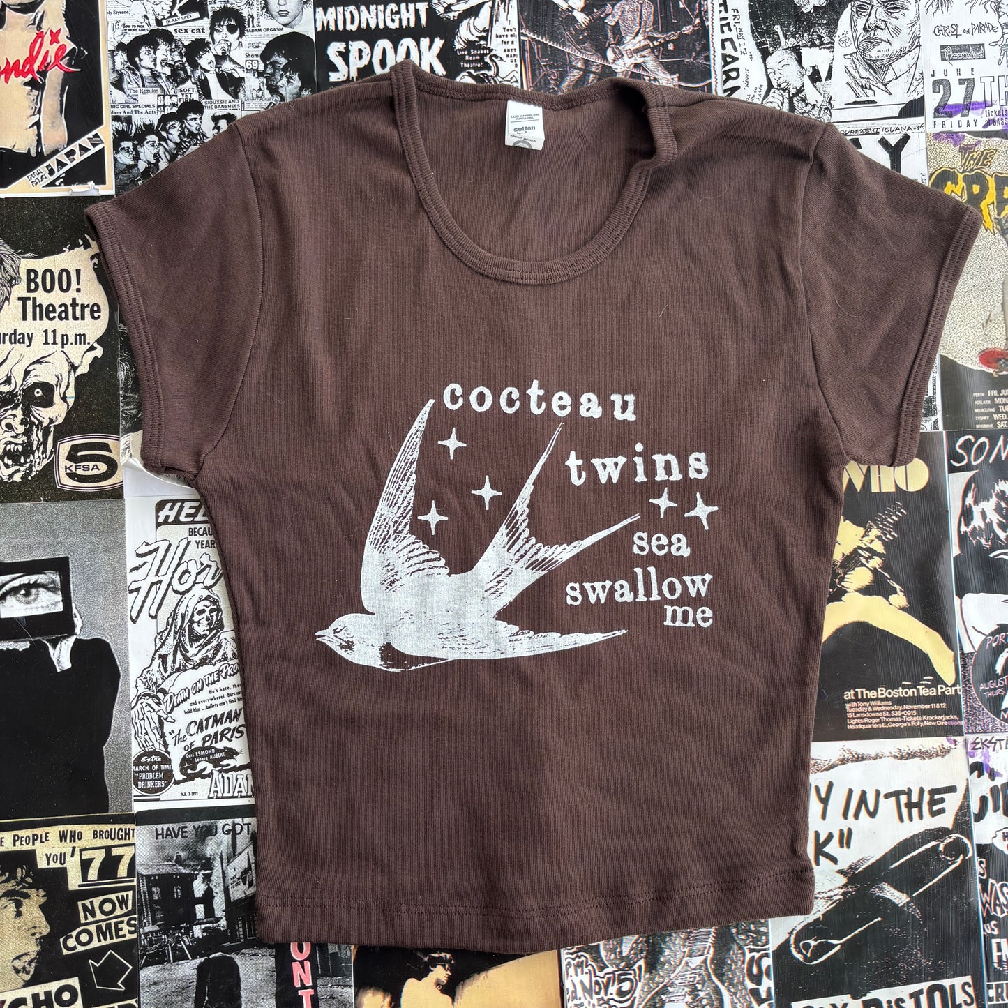 Cocteau twins brown crop baby tee XS
