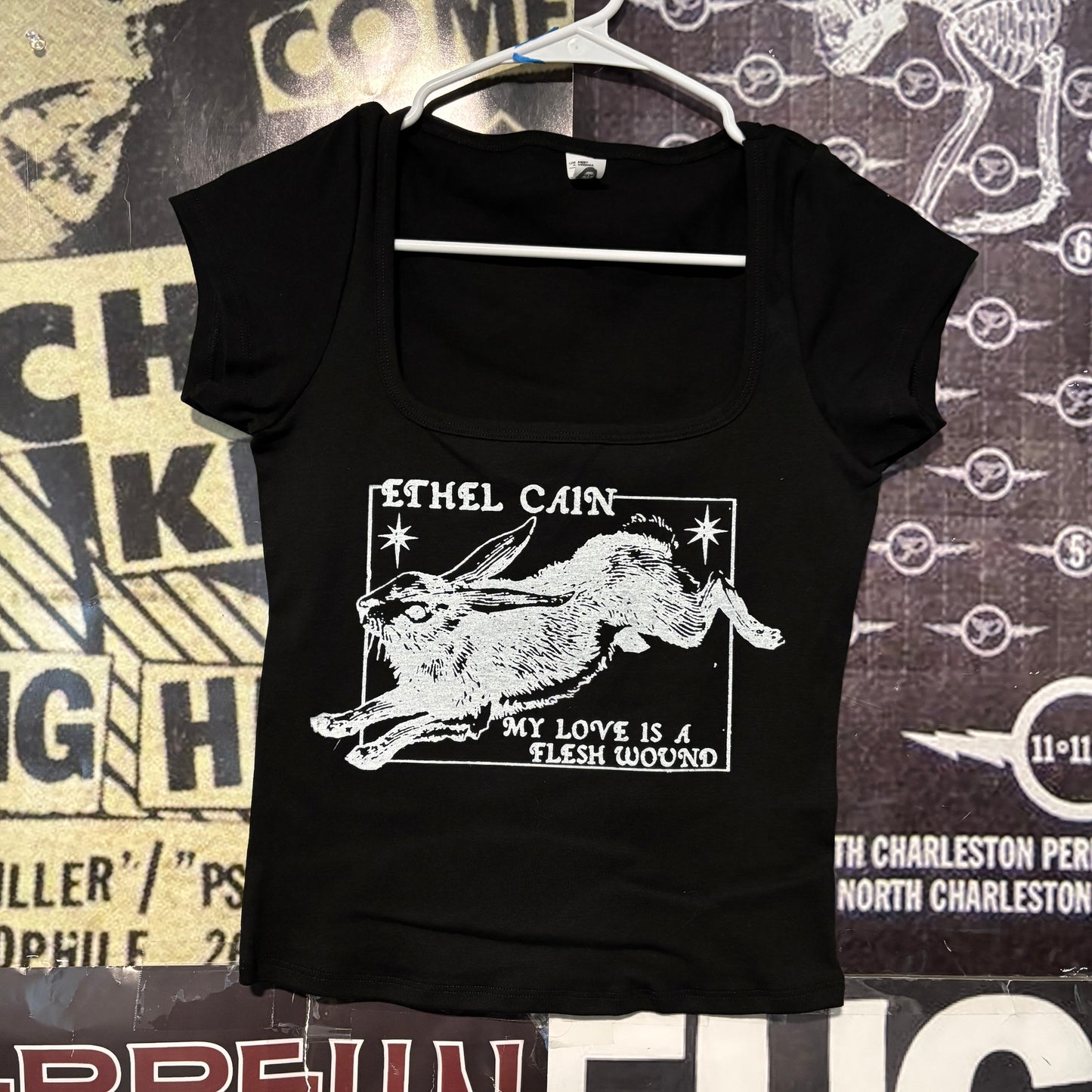 Ethel Cain black square neck baby tee