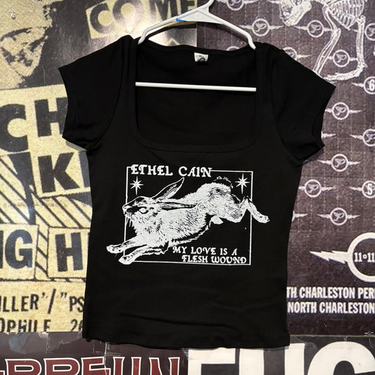 Ethel Cain black square neck baby tee