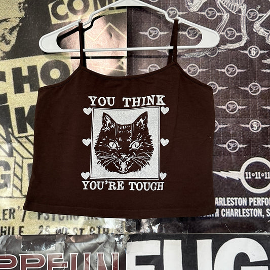 You’re tough brown crop baby tank LAR/XLAR