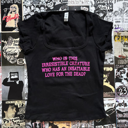 Living girl black/pink square neck baby tee