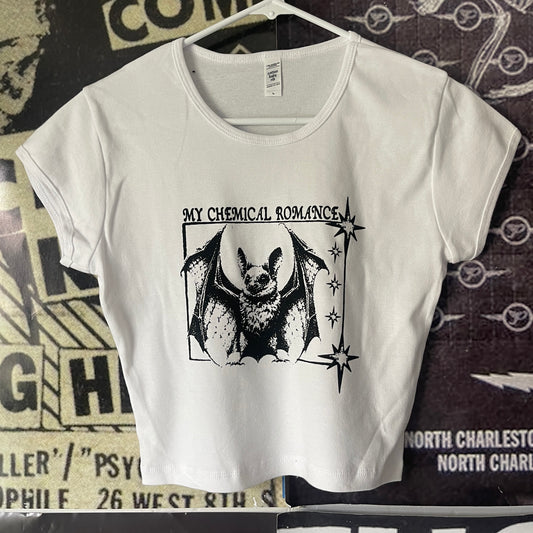 My chemical romance bat white cropped baby tee