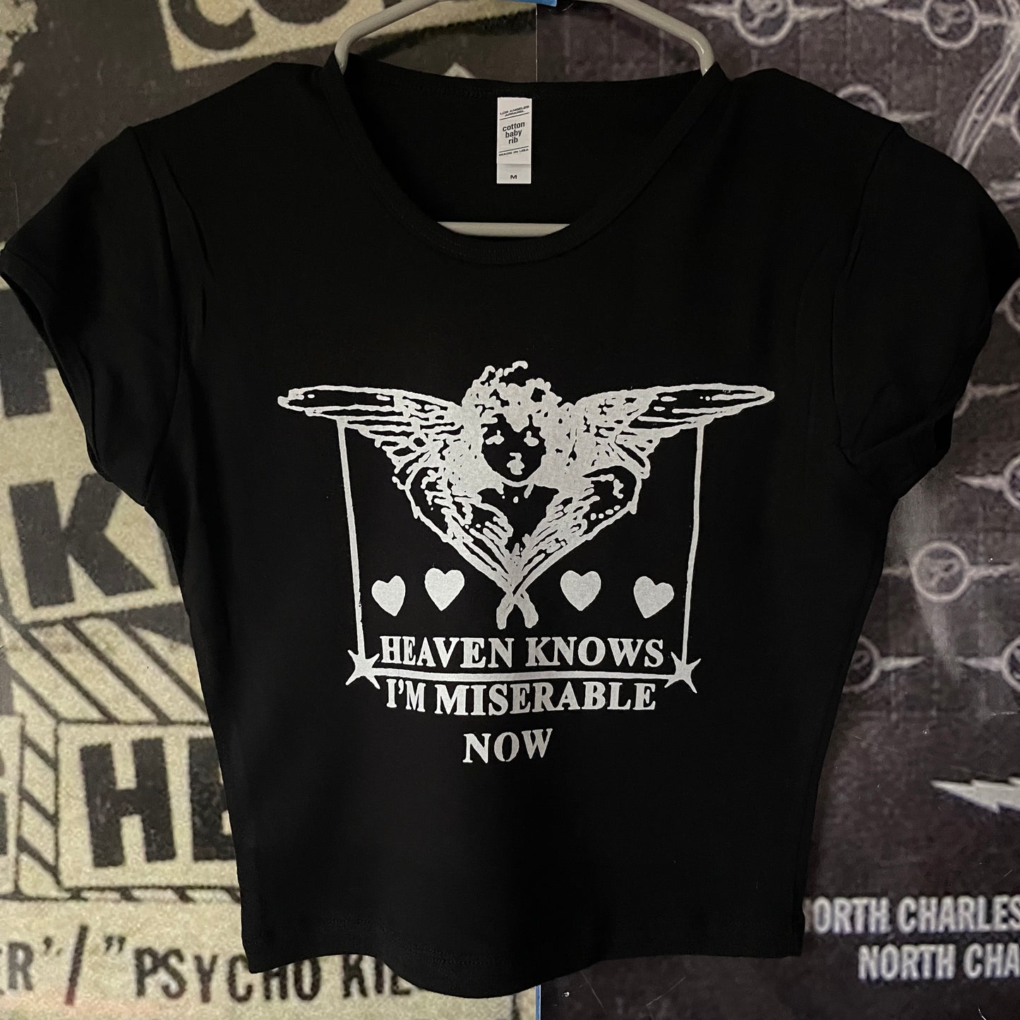 THE SMITHS HEAVEN BLACK CROP BABY TEE