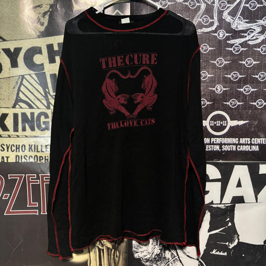 The cure cats black/red mesh long sleeve