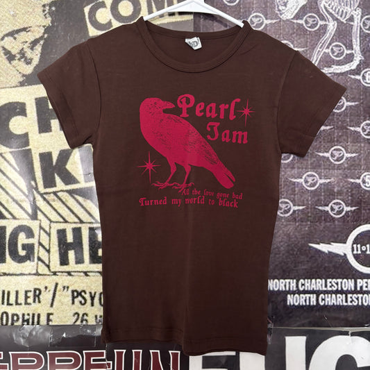 Pearl Jam brown/red baby doll tee