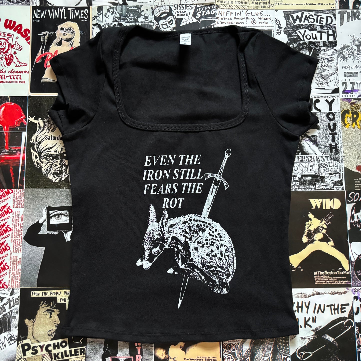 Ethel black square neck baby tee