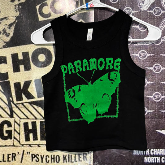 Paramore black/green rib crop tank