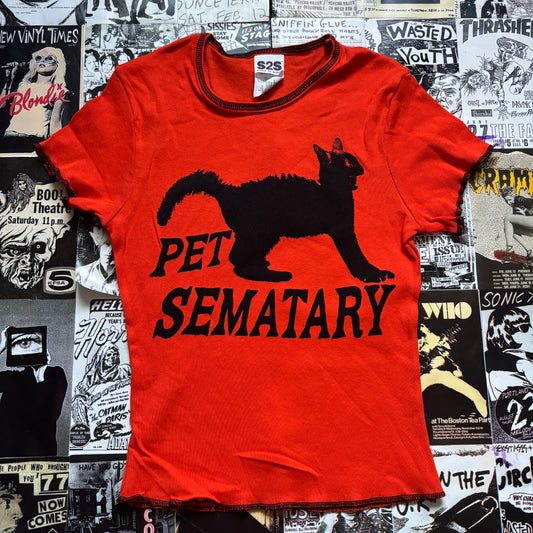 Pet sematary orange/black baby tee