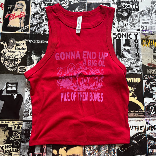 Them bones red/pink tank top SM/MED