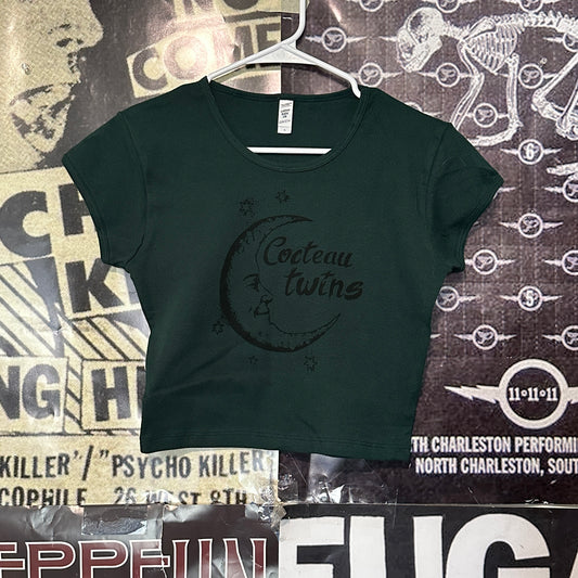 Cocteau twins forest green crop baby tee