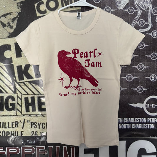 Pearl jam cream/red babydoll tee