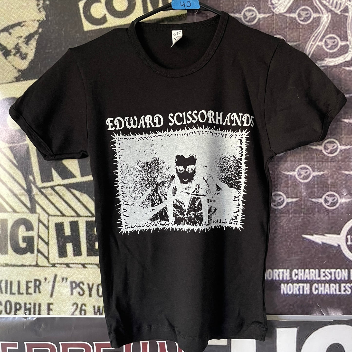 Edward scissorhands black long baby tee