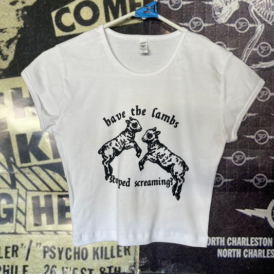 Silence of the lambs white cropped baby tee