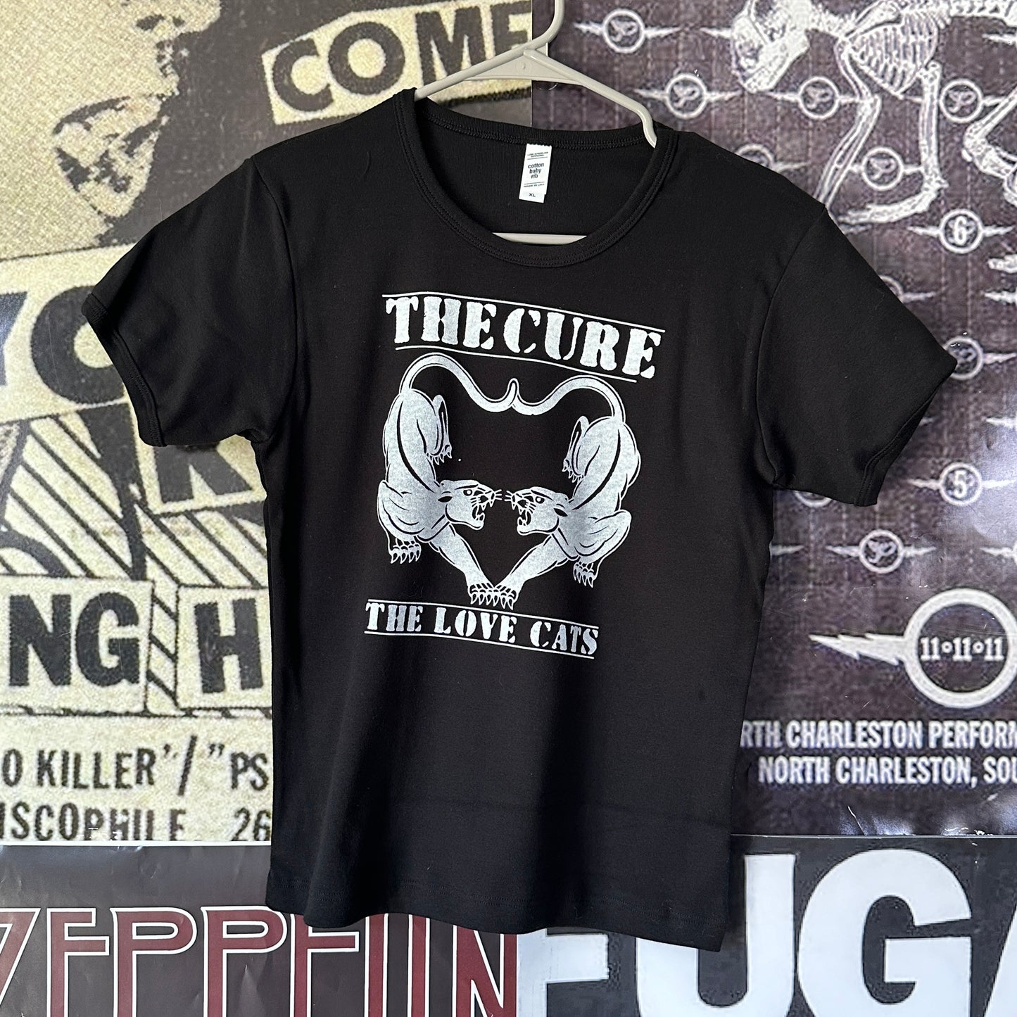 The cure cats black long baby tee