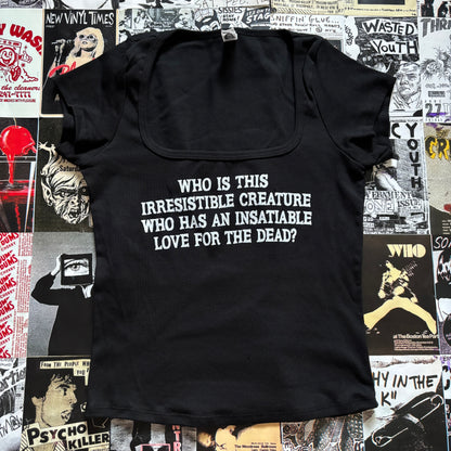 Living girl black square neck baby tee