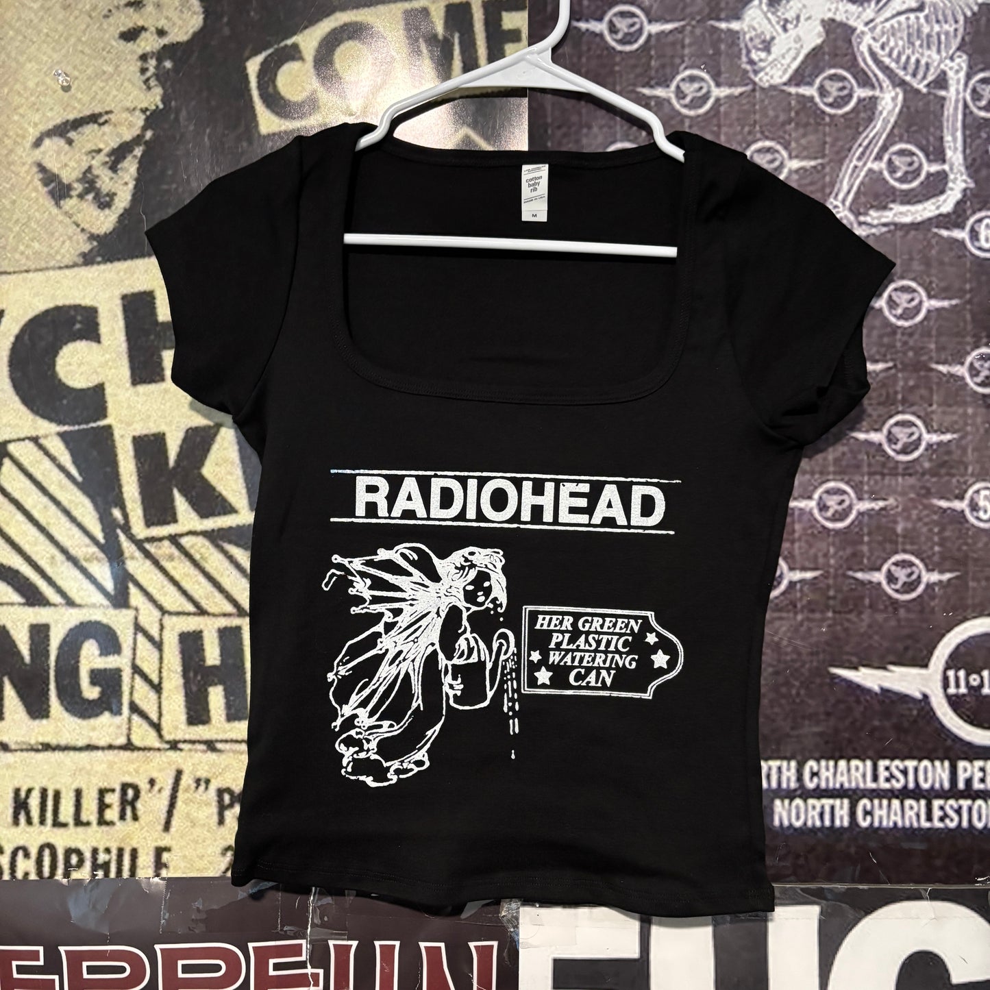 Radiohead black square neck baby tee