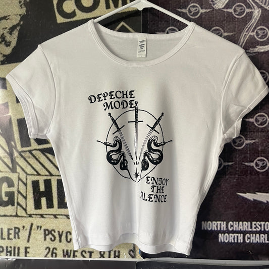 Depeche Mode white cropped baby tee