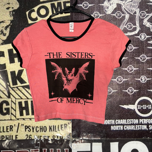 Sisters of mercy red crop ringer baby tee SM/MED (ready)