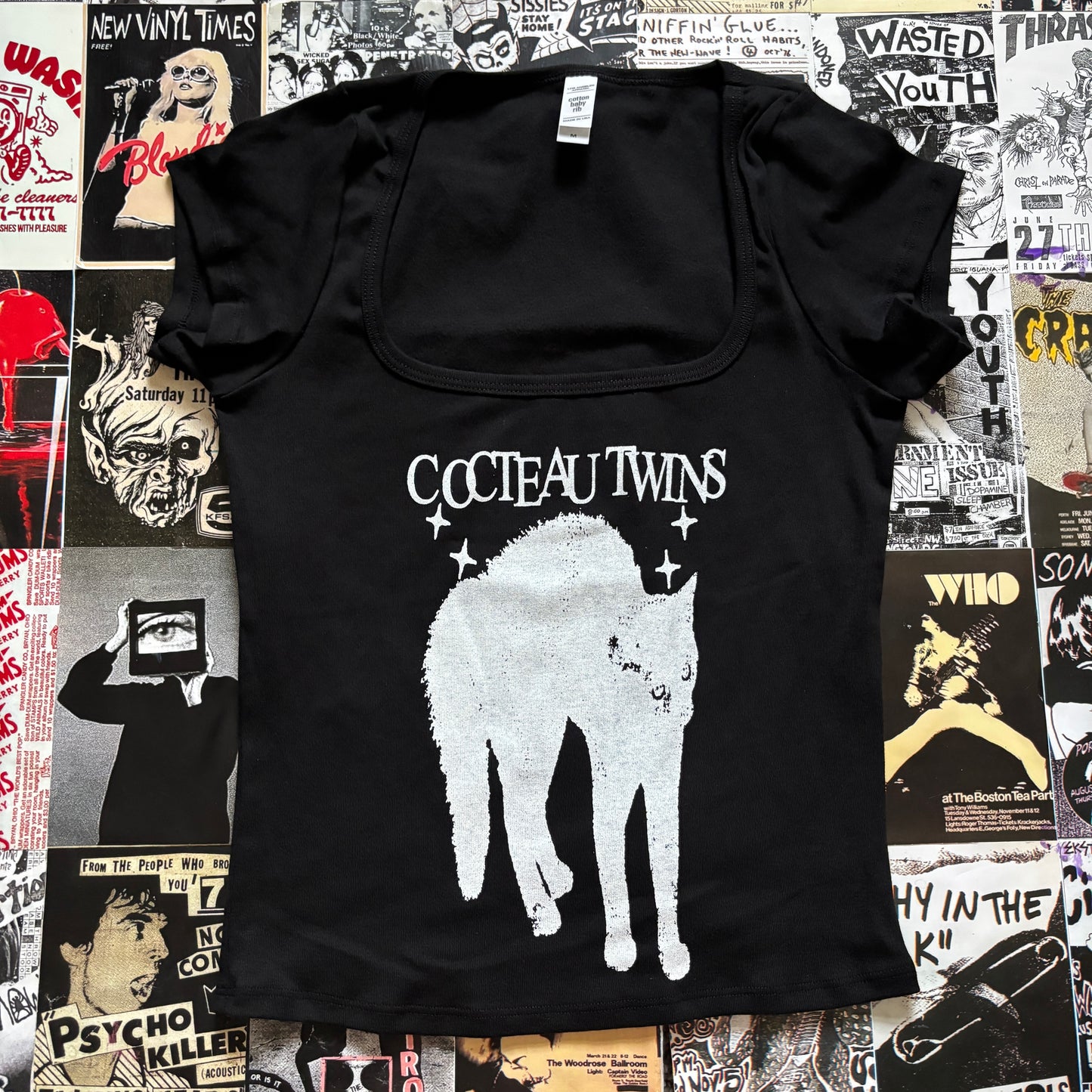 Cocteau black square neck baby tee
