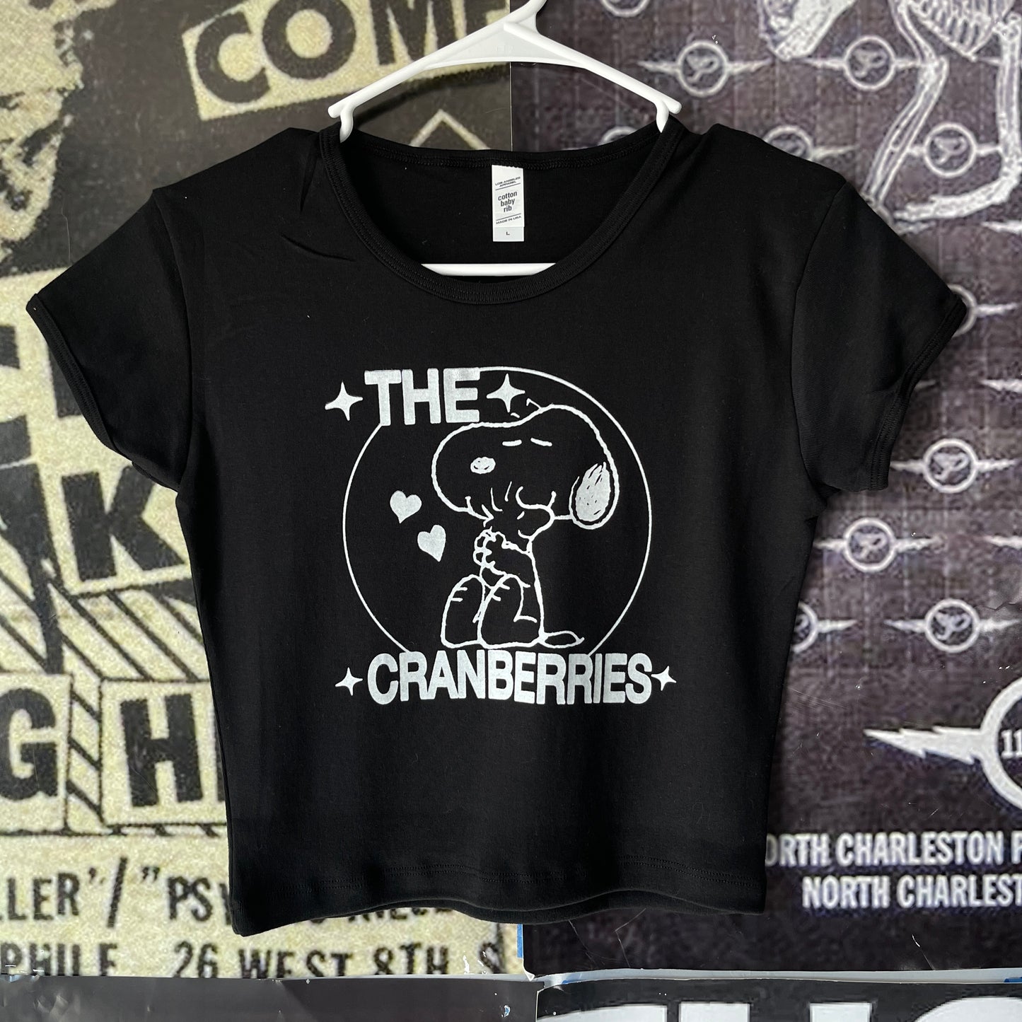 The cranberries black crop baby tee