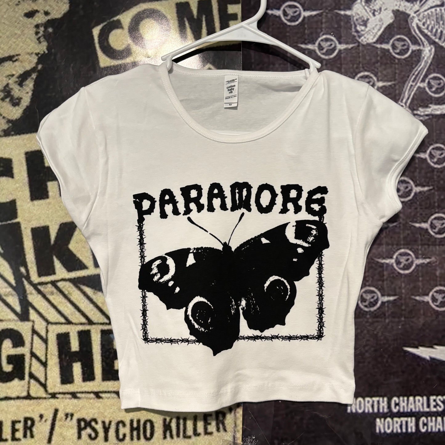 Paramore white crop baby tee