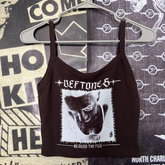 Deftones brown crop tank MED