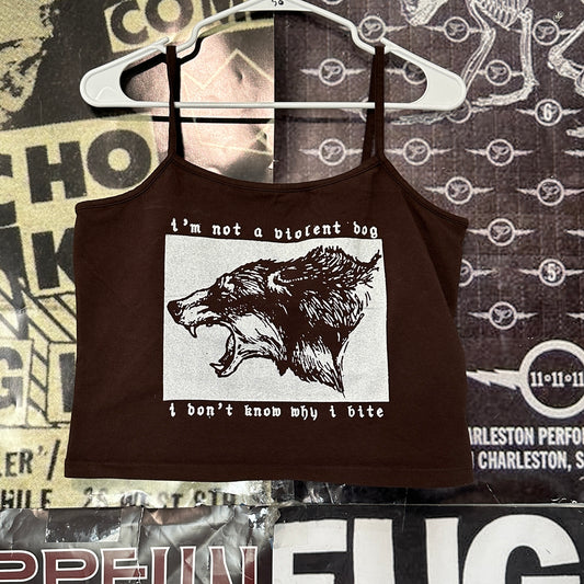 Violent dog brown crop baby tank LAR/XLAR